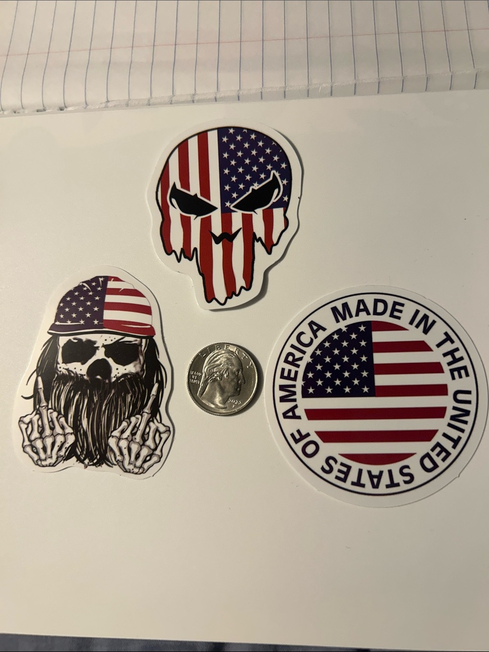 American Flag Skull Sticker Pack - White/Red/Blue
